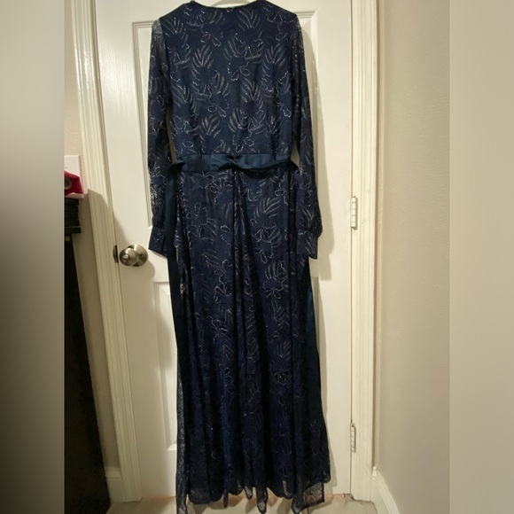 Unique Vintage Navy Sparkle Lace Jumpsuit & Skirt Overlay - L/10-12 - Picture 3 of 6